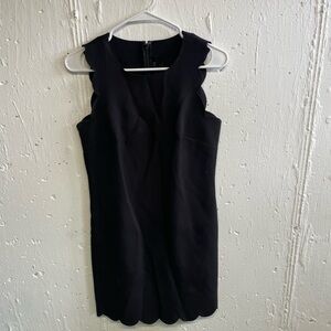 J. Crew Black Scalloped Mini Dress